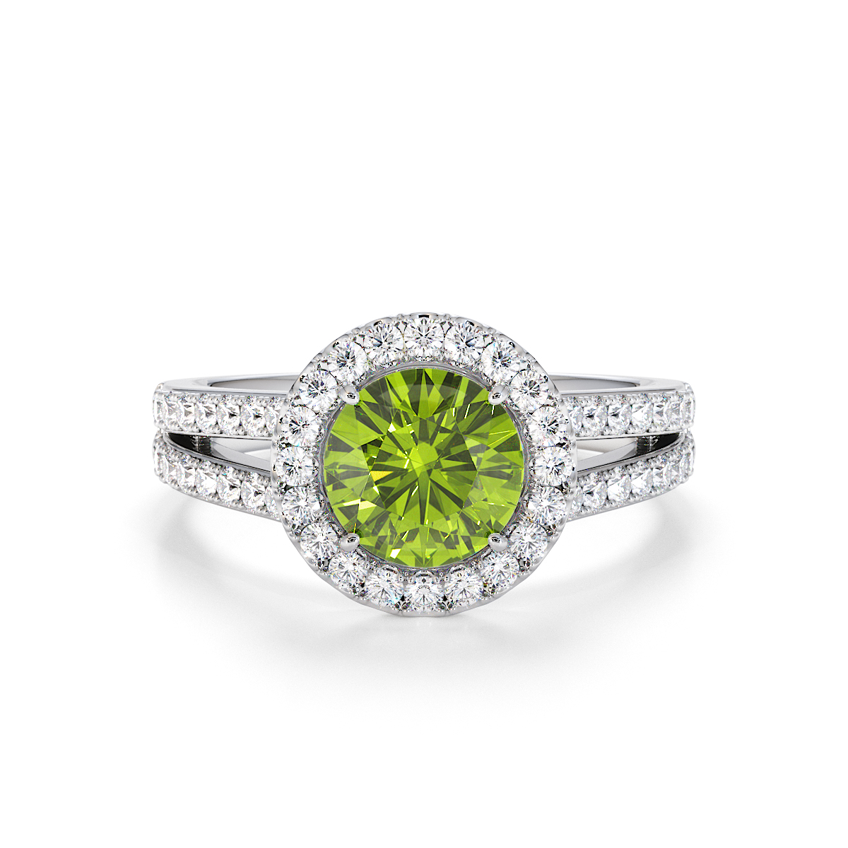Gold / Platinum Peridot and Diamond Engagement Ring RZ3460
