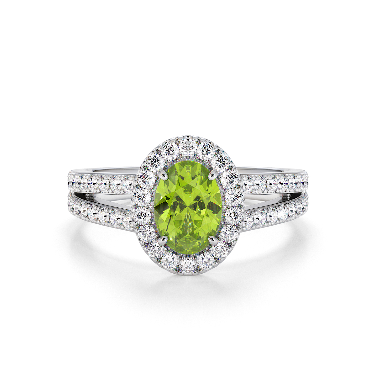 Gold / Platinum Peridot and Diamond Engagement Ring RZ3461