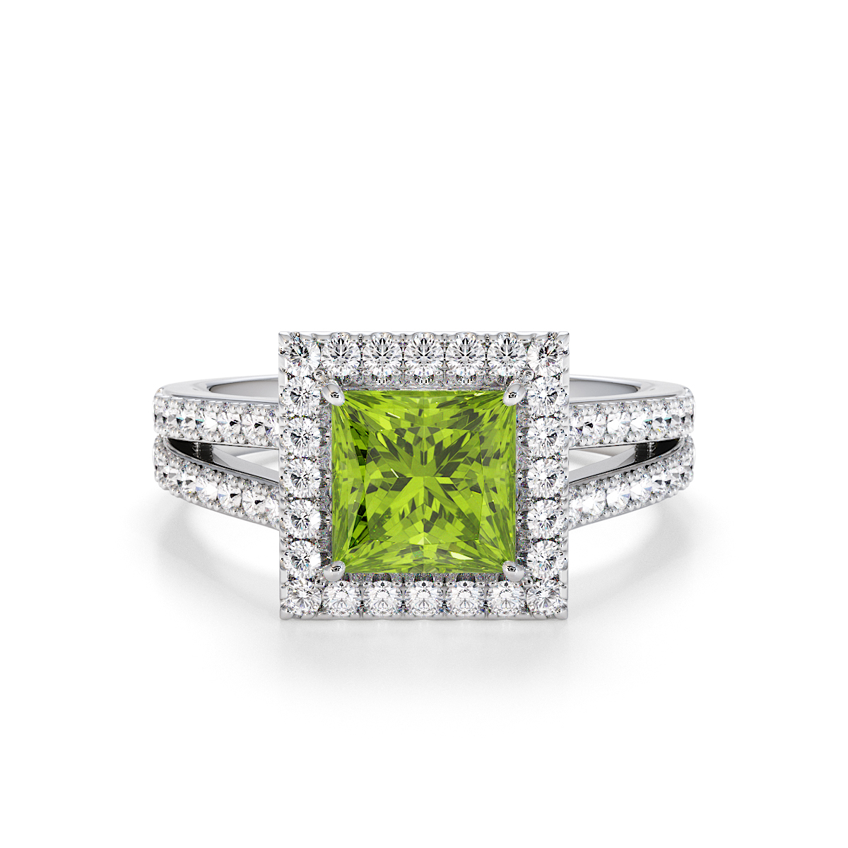 Gold / Platinum Peridot and Diamond Engagement Ring RZ3462