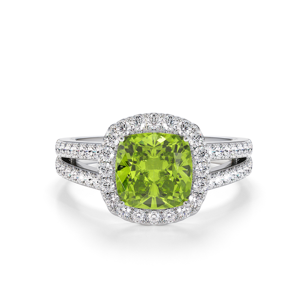 Gold / Platinum Peridot and Diamond Engagement Ring RZ3464