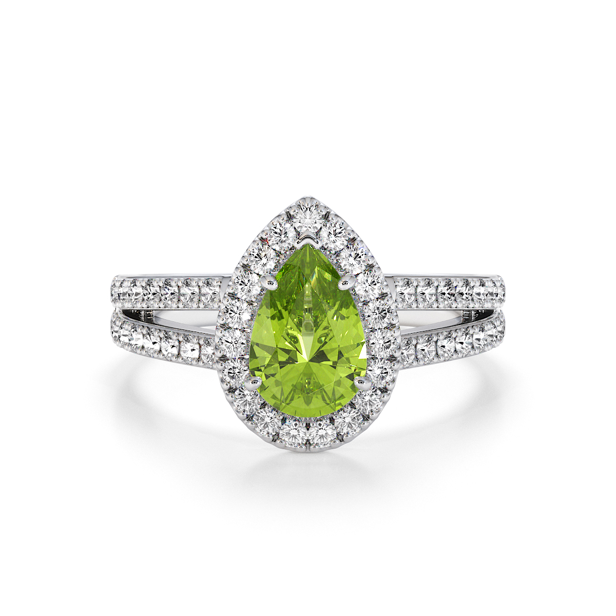 Gold / Platinum Peridot and Diamond Engagement Ring RZ3465