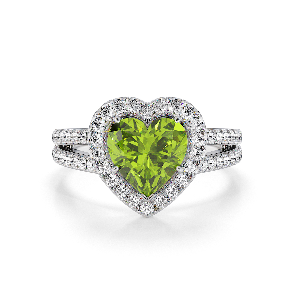 Gold / Platinum Peridot and Diamond Engagement Ring RZ3467