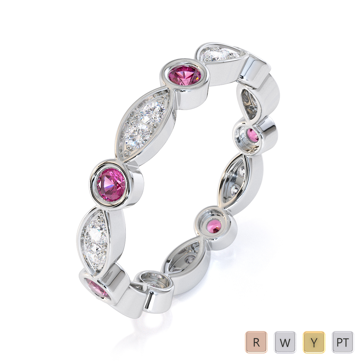 Gold / Platinum Pink Sapphire and Diamond Full Eternity Ring RZ1510
