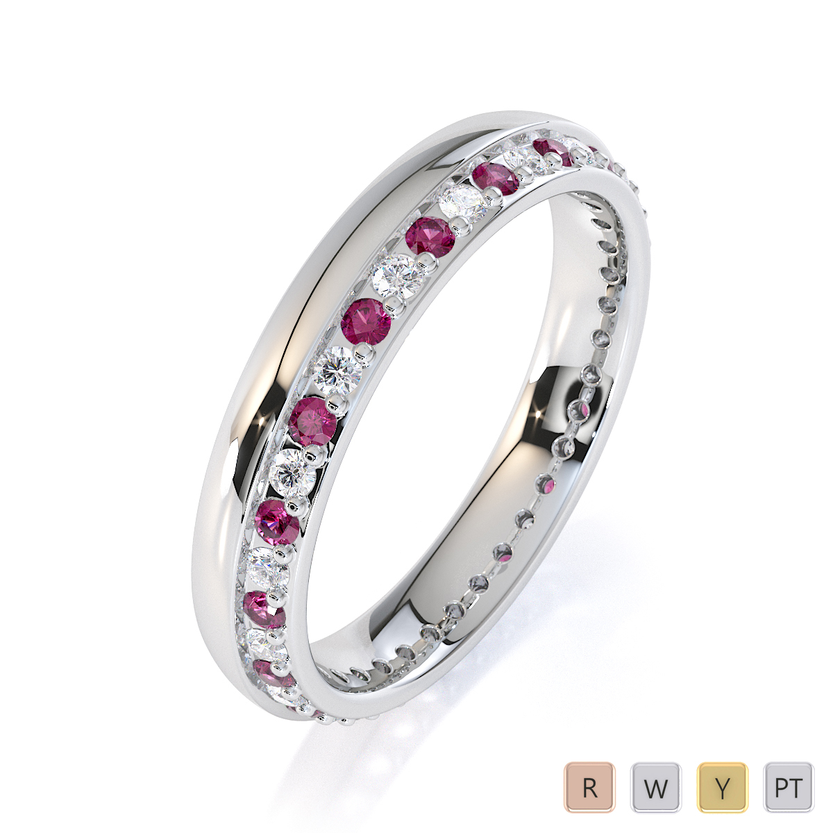 Gold / Platinum Pink Sapphire and Diamond Full Eternity Ring RZ1516