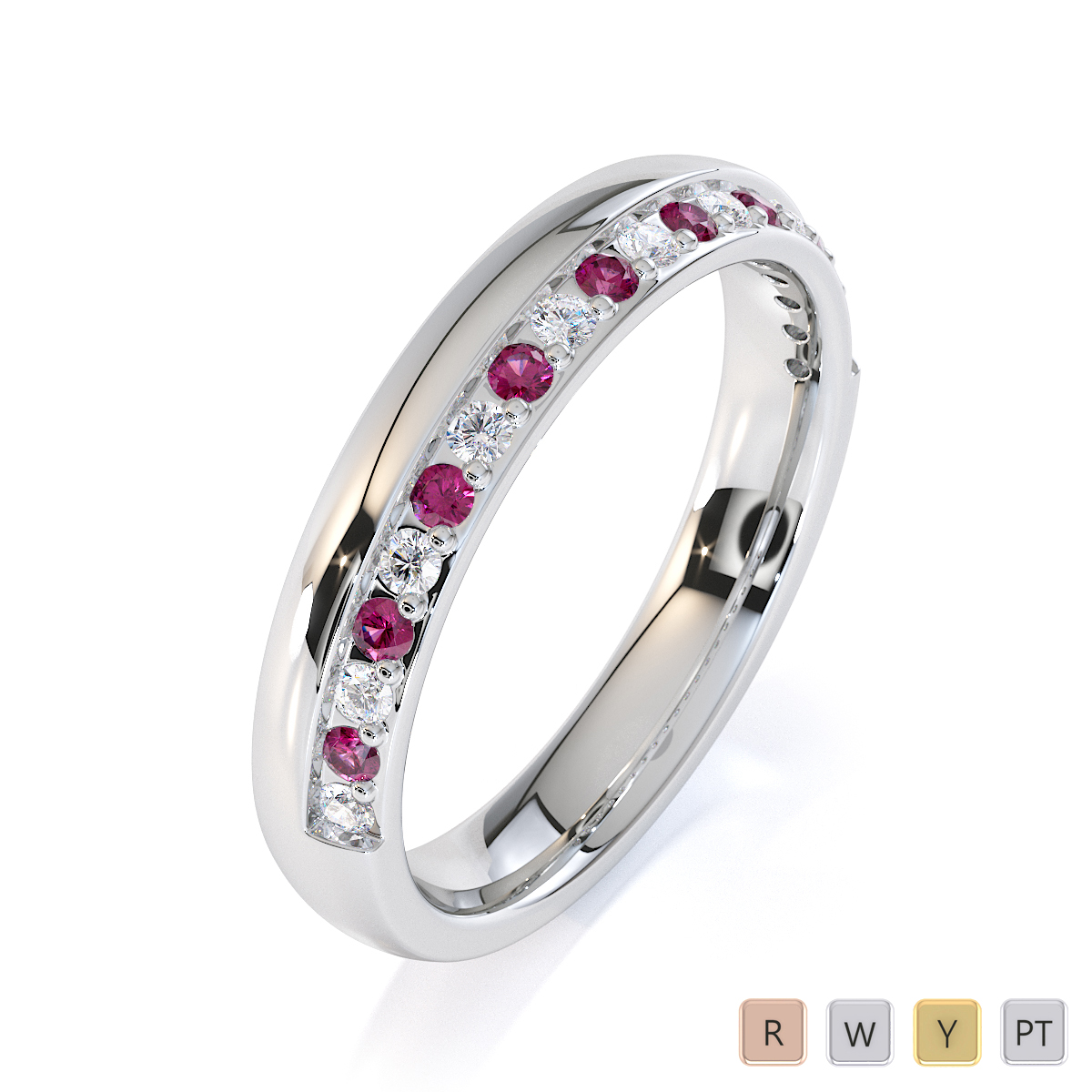 Gold / Platinum Pink Sapphire and Diamond Half Eternity Ring RZ1517