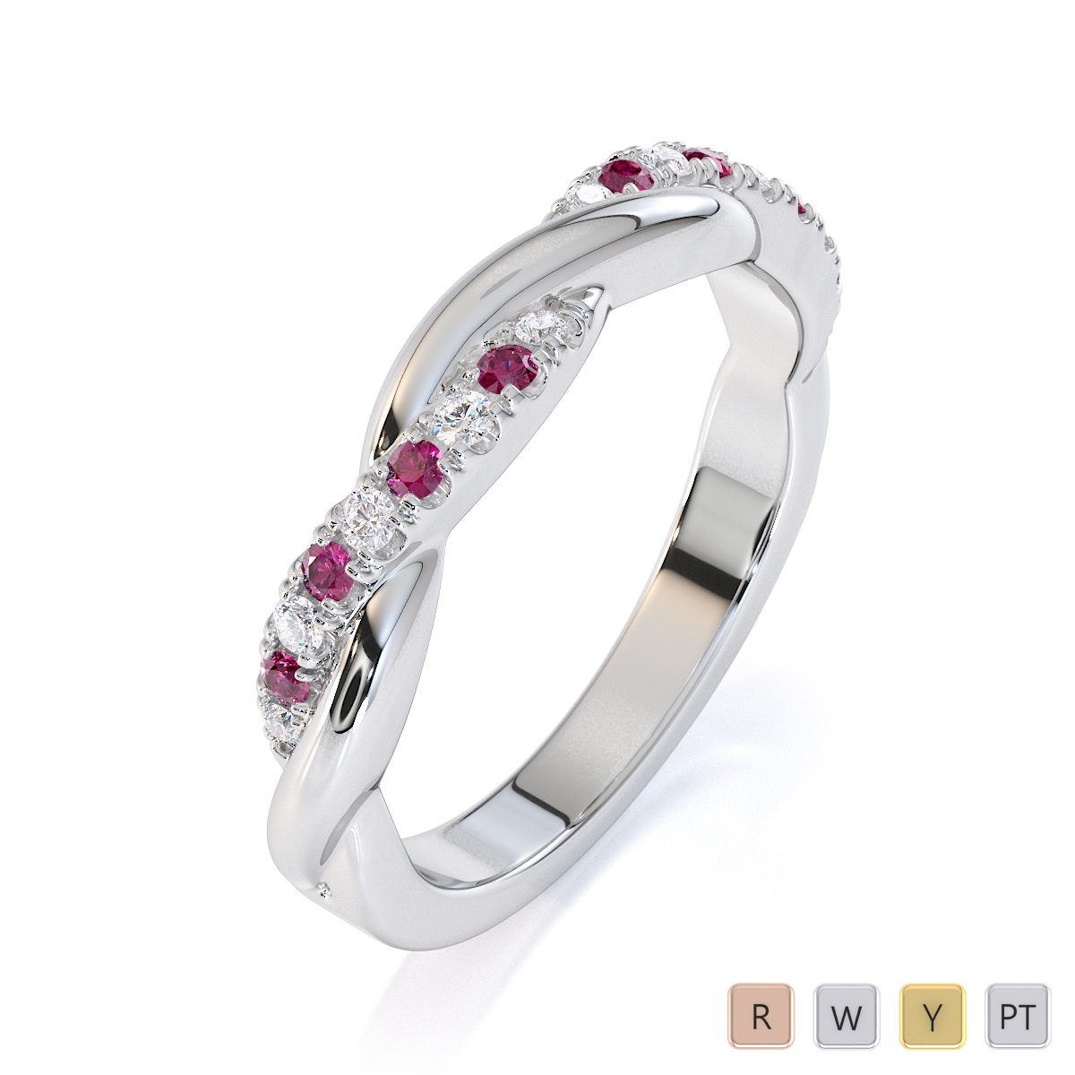 Gold / Platinum Pink Sapphire and Diamond Half Eternity Ring RZ1523