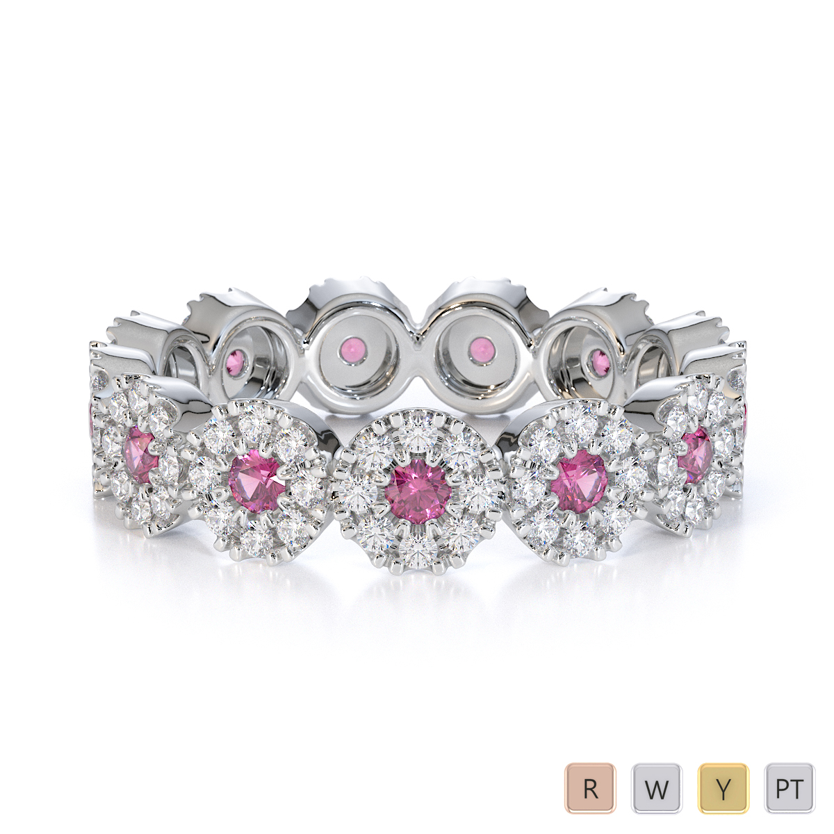 Gold / Platinum Pink Sapphire and Diamond Full Eternity Ring RZ1530