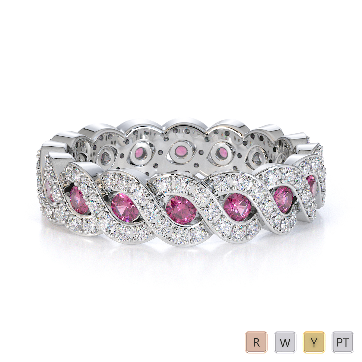 Gold / Platinum Pink Sapphire and Diamond Full Eternity Ring RZ1532