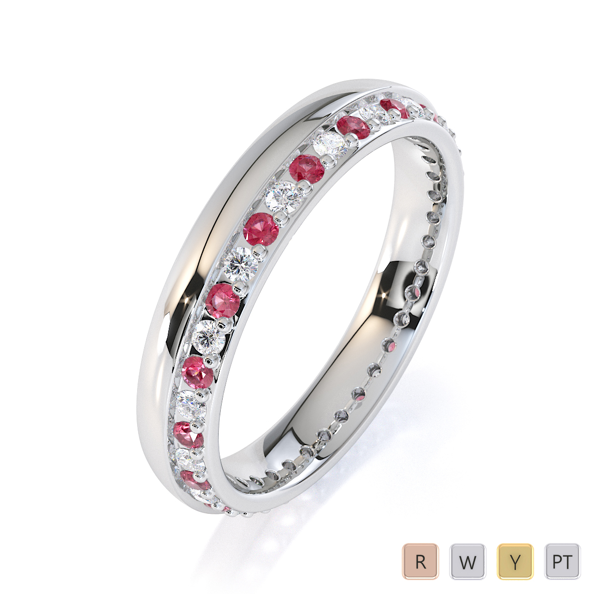 Gold / Platinum Pink Tourmaline and Diamond Full Eternity Ring RZ1516