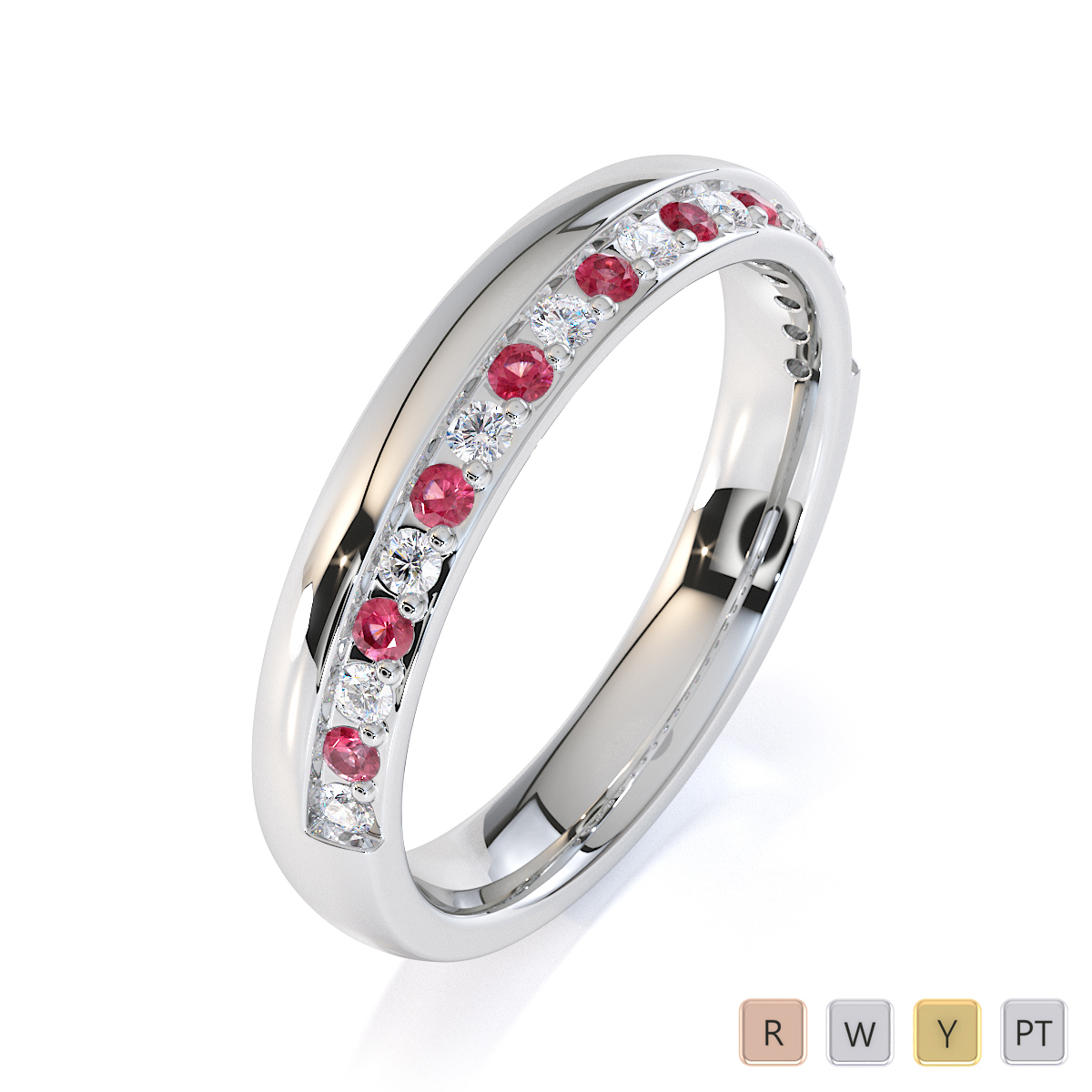 Gold / Platinum Pink Tourmaline and Diamond Half Eternity Ring RZ1517