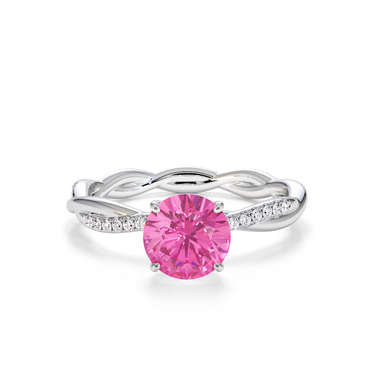 Gold / Platinum Pink Sapphire and Diamond Engagement Ring RZ3385