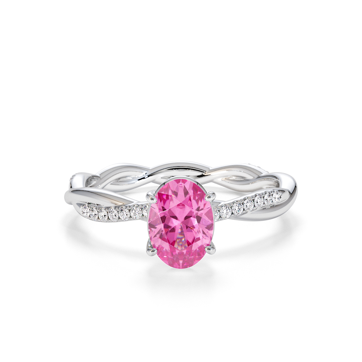 Gold / Platinum Pink Sapphire and Diamond Engagement Ring RZ3386