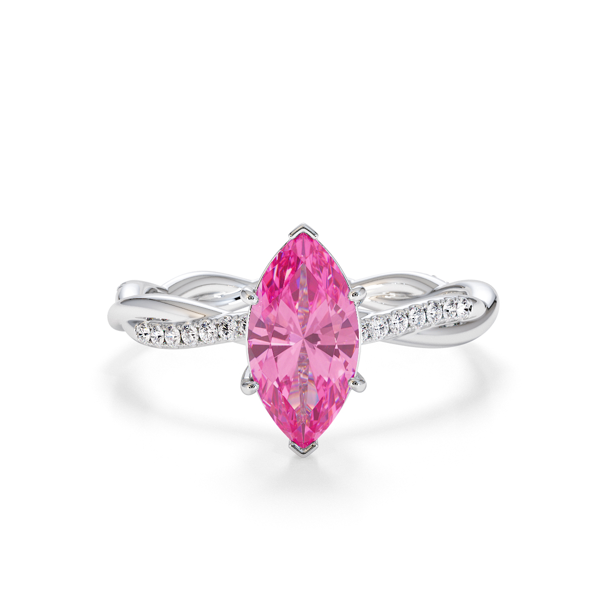 Gold / Platinum Pink Sapphire and Diamond Engagement Ring RZ3391