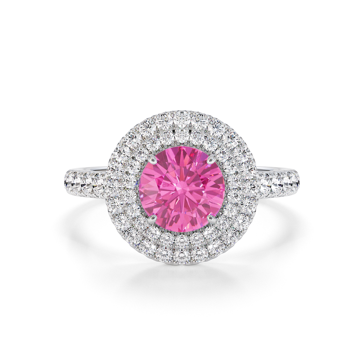 Gold / Platinum Pink Sapphire and Diamond Engagement Ring RZ3401