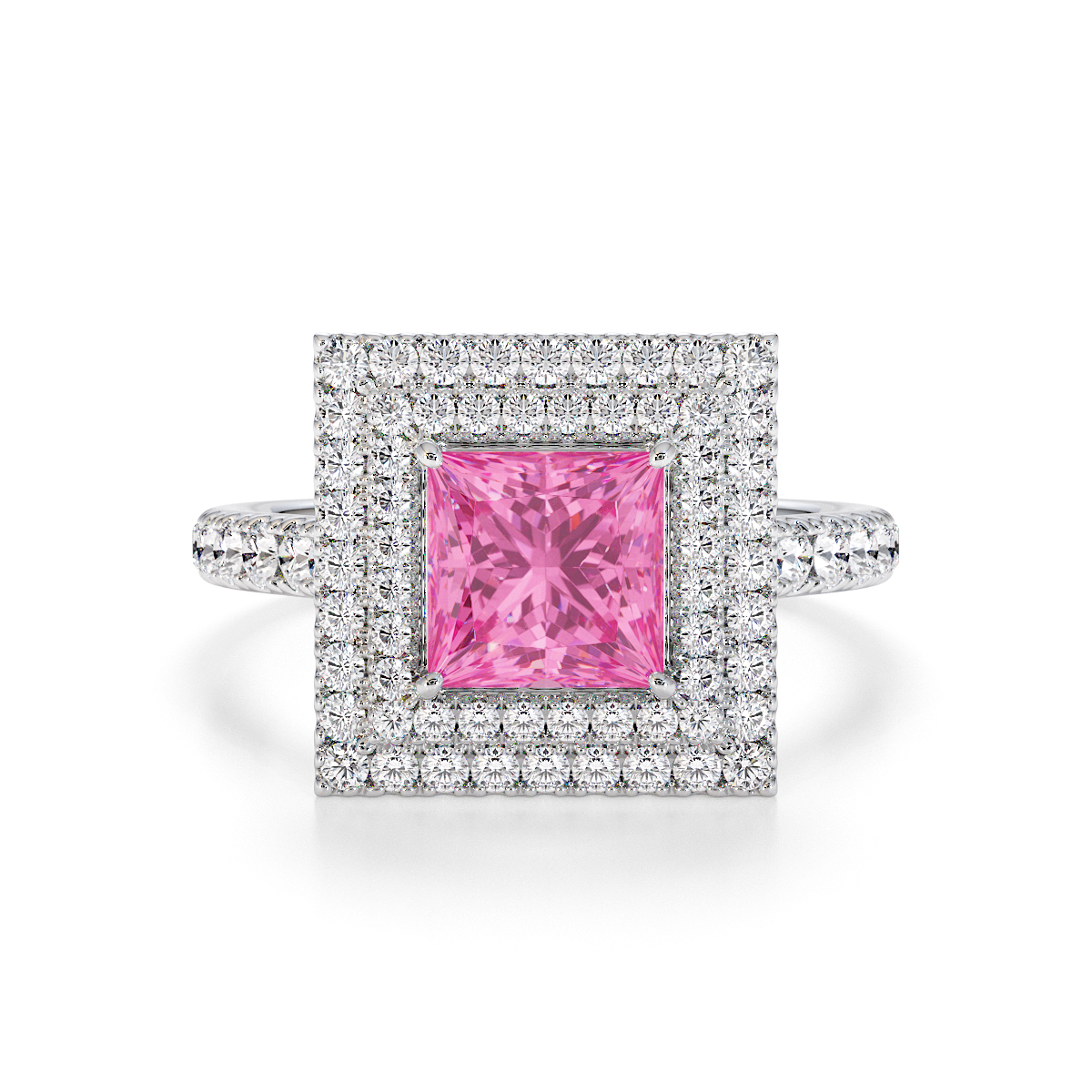 Gold / Platinum Pink Sapphire and Diamond Engagement Ring RZ3403