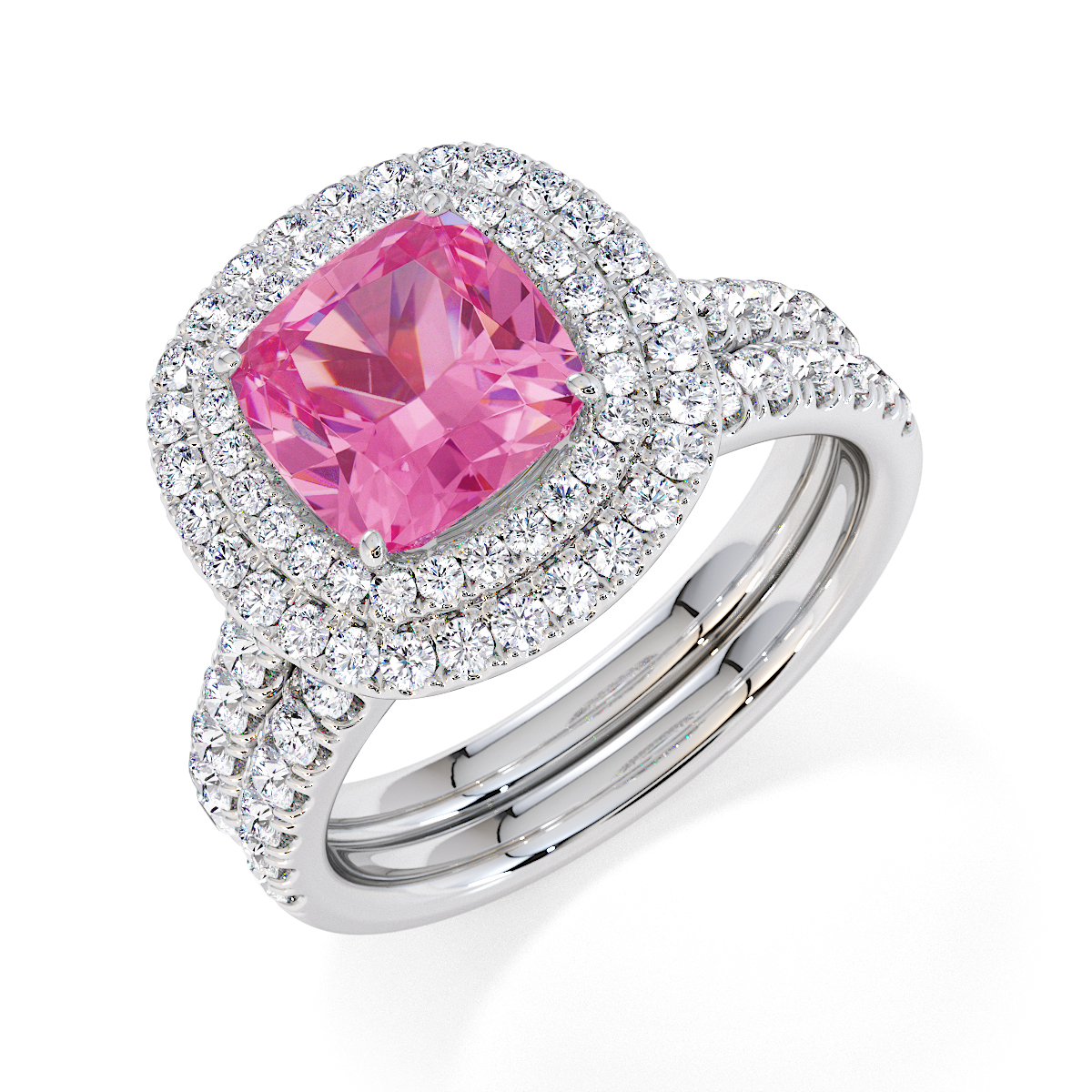 Gold / Platinum Pink Sapphire and Diamond Engagement Ring RZ3405