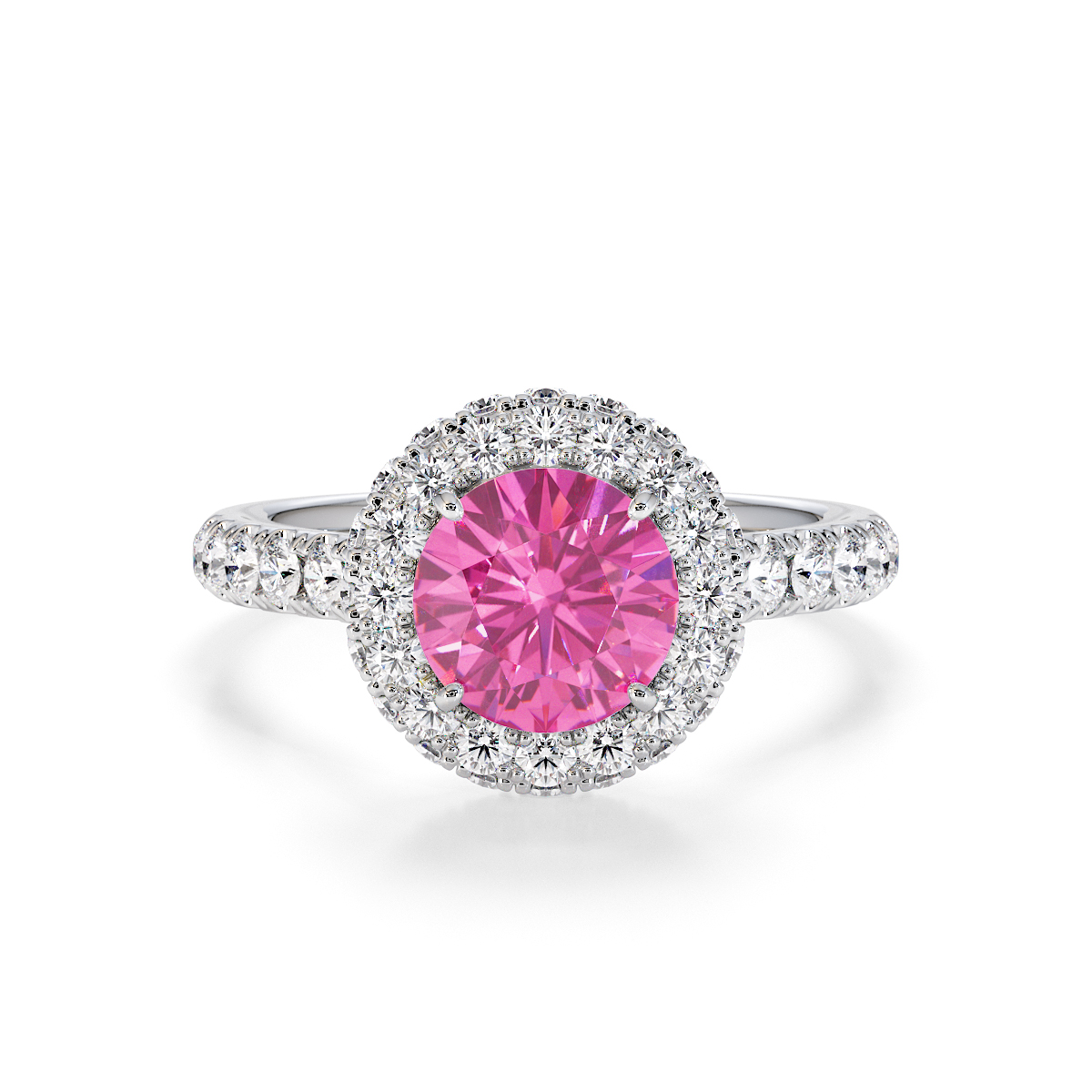 Gold / Platinum Pink Sapphire and Diamond Engagement Ring RZ3409