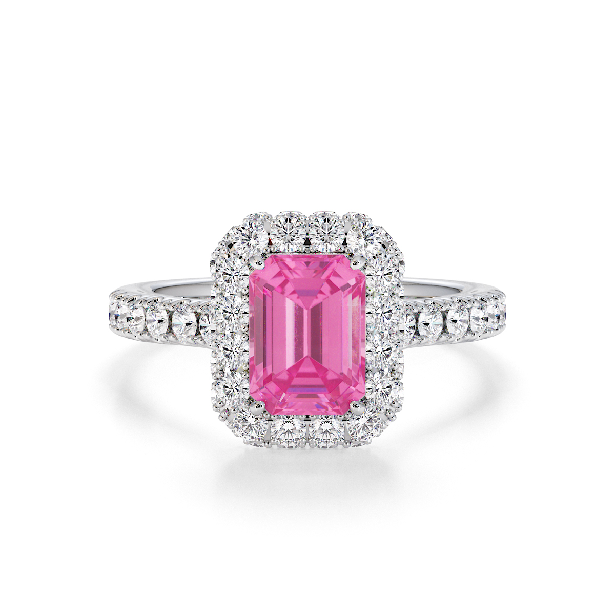 Gold / Platinum Pink Sapphire and Diamond Engagement Ring RZ3410