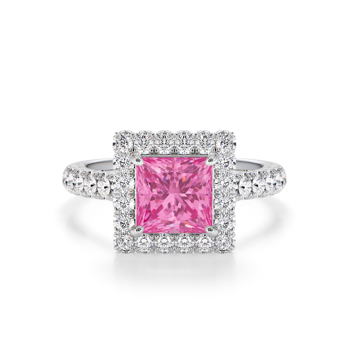 Gold / Platinum Pink Sapphire and Diamond Engagement Ring RZ3411
