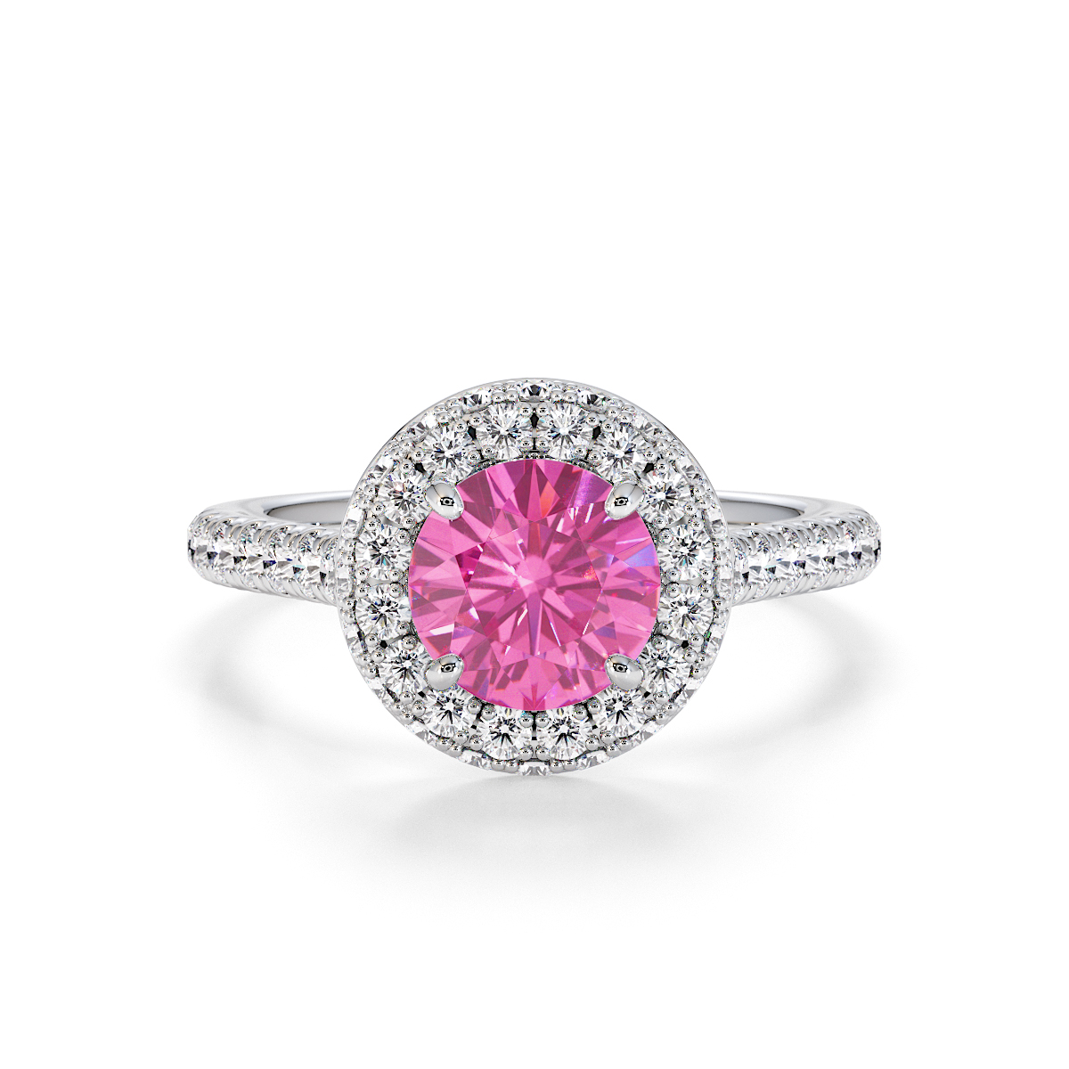 Gold / Platinum Pink Sapphire and Diamond Engagement Ring RZ3420