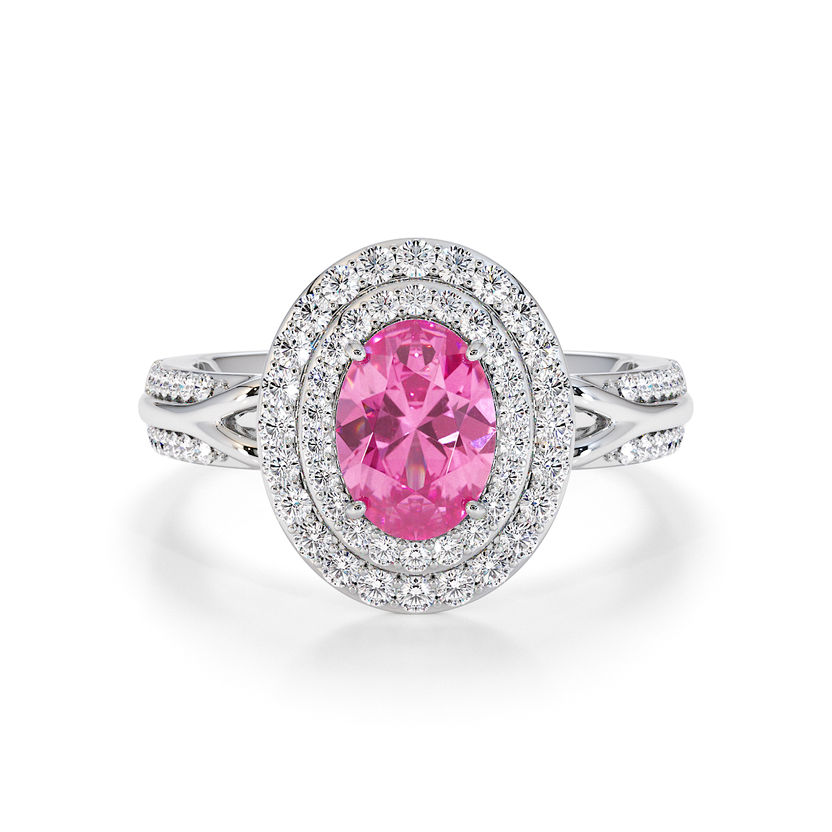 Gold / Platinum Pink Sapphire and Diamond Engagement Ring RZ3428