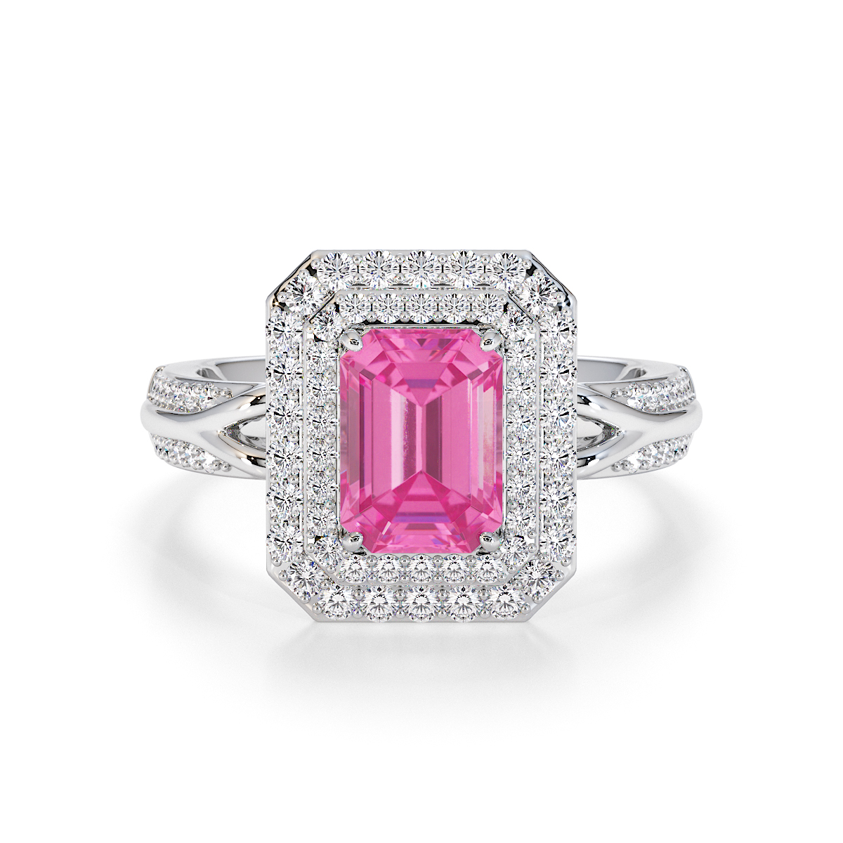 Gold / Platinum Pink Sapphire and Diamond Engagement Ring RZ3429