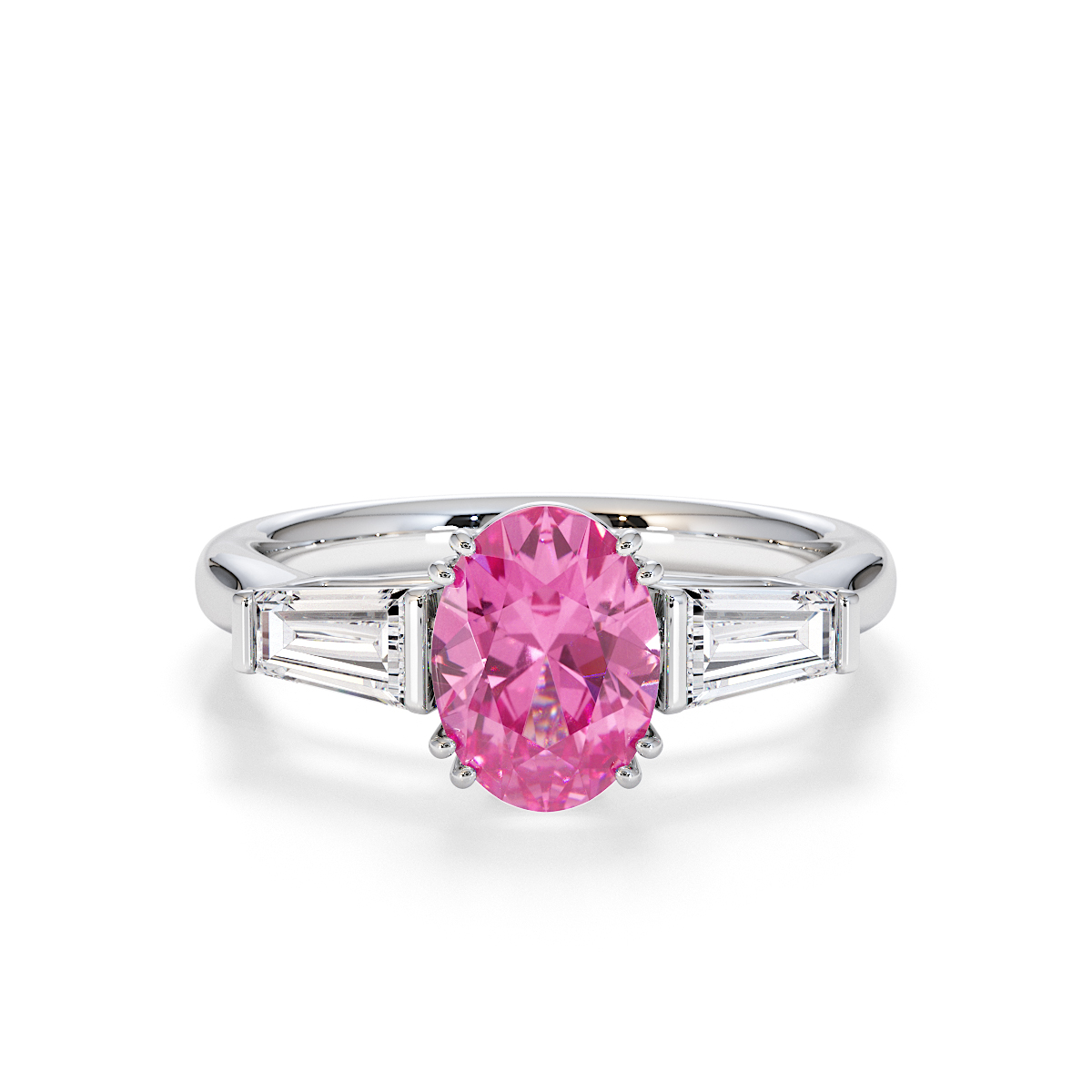 Gold / Platinum Pink Sapphire and Diamond Engagement Ring RZ3437