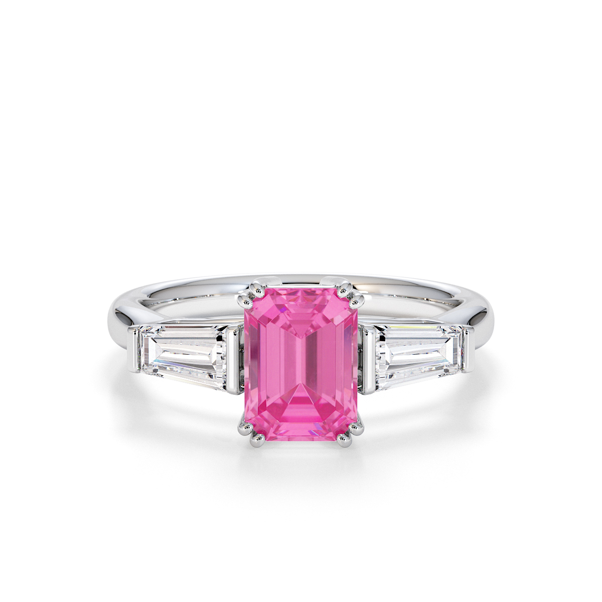 Gold / Platinum Pink Sapphire and Diamond Engagement Ring RZ3446