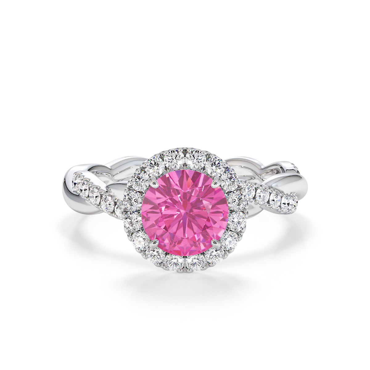 Gold / Platinum Pink Sapphire and Diamond Engagement Ring RZ3453