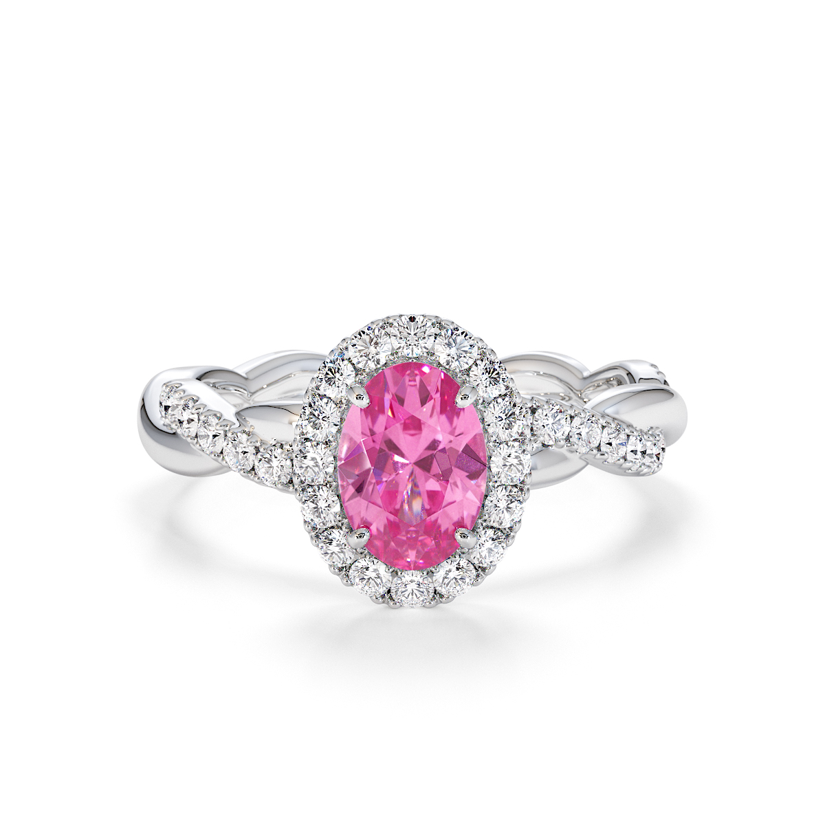 Gold / Platinum Pink Sapphire and Diamond Engagement Ring RZ3456