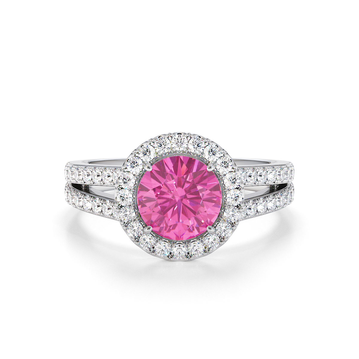 Gold / Platinum Pink Sapphire and Diamond Engagement Ring RZ3460