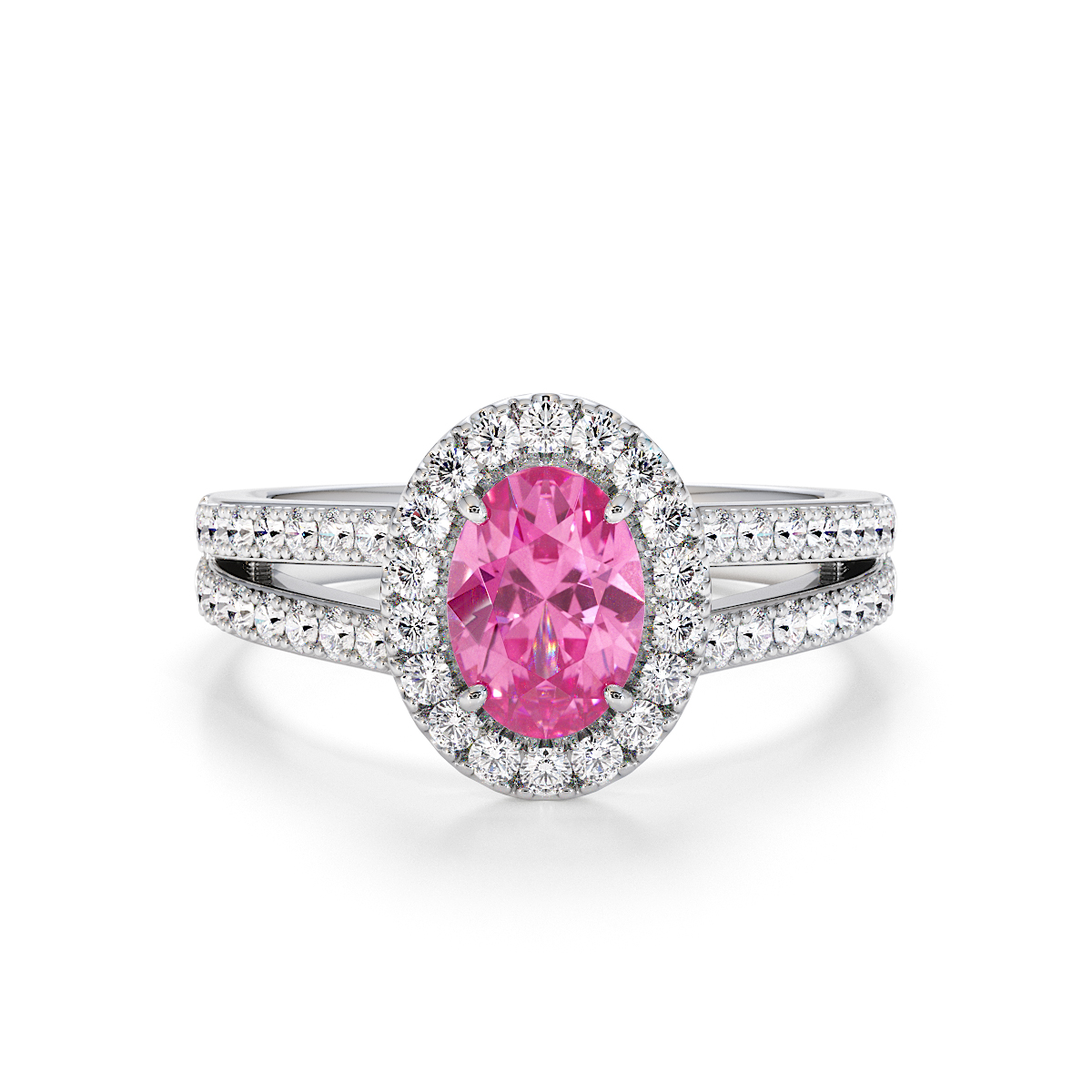 Gold / Platinum Pink Sapphire and Diamond Engagement Ring RZ3461