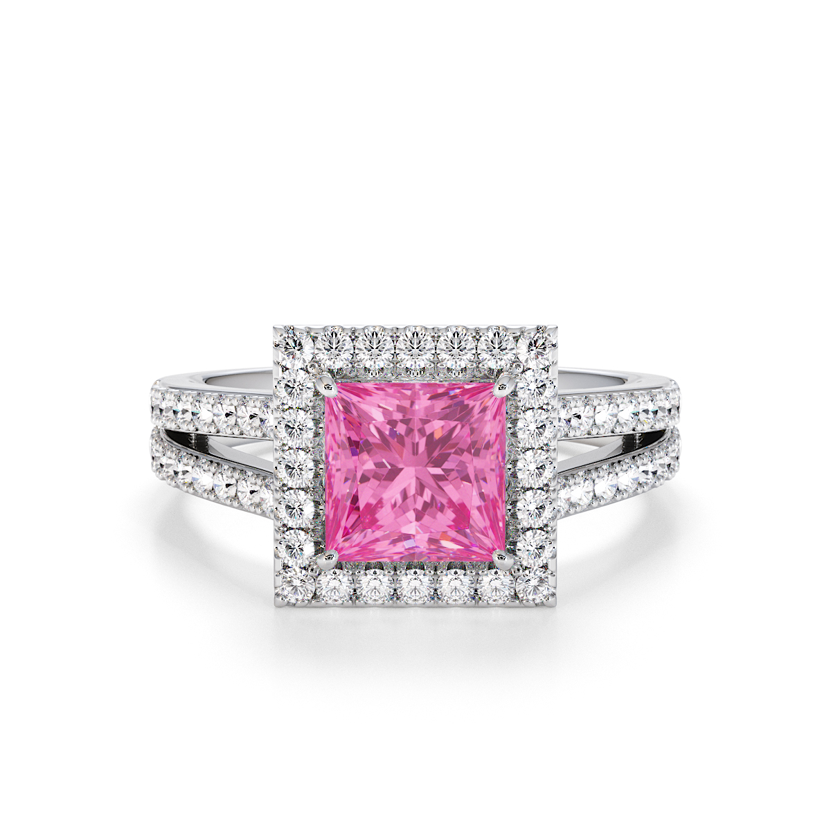 Gold / Platinum Pink Sapphire and Diamond Engagement Ring RZ3462