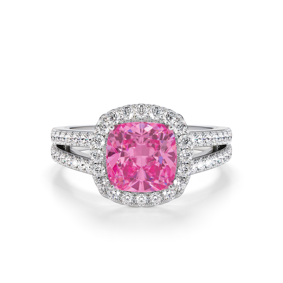 Gold / Platinum Pink Sapphire and Diamond Engagement Ring RZ3464