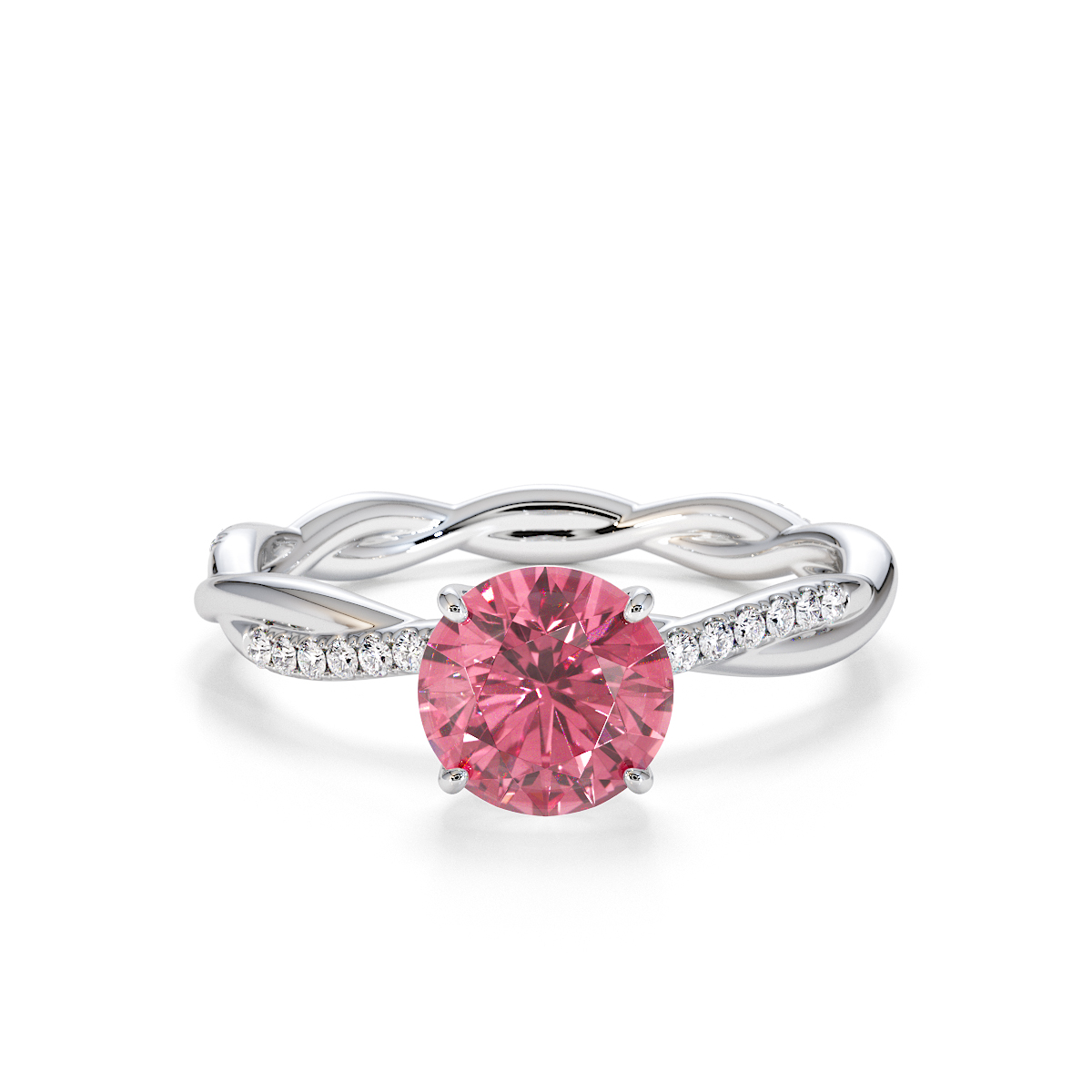 Gold / Platinum Pink Tourmaline and Diamond Engagement Ring RZ3385