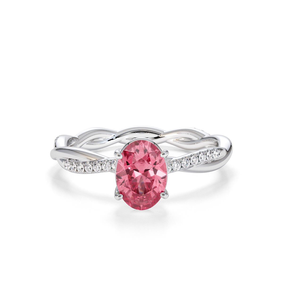 Gold / Platinum Pink Tourmaline and Diamond Engagement Ring RZ3386