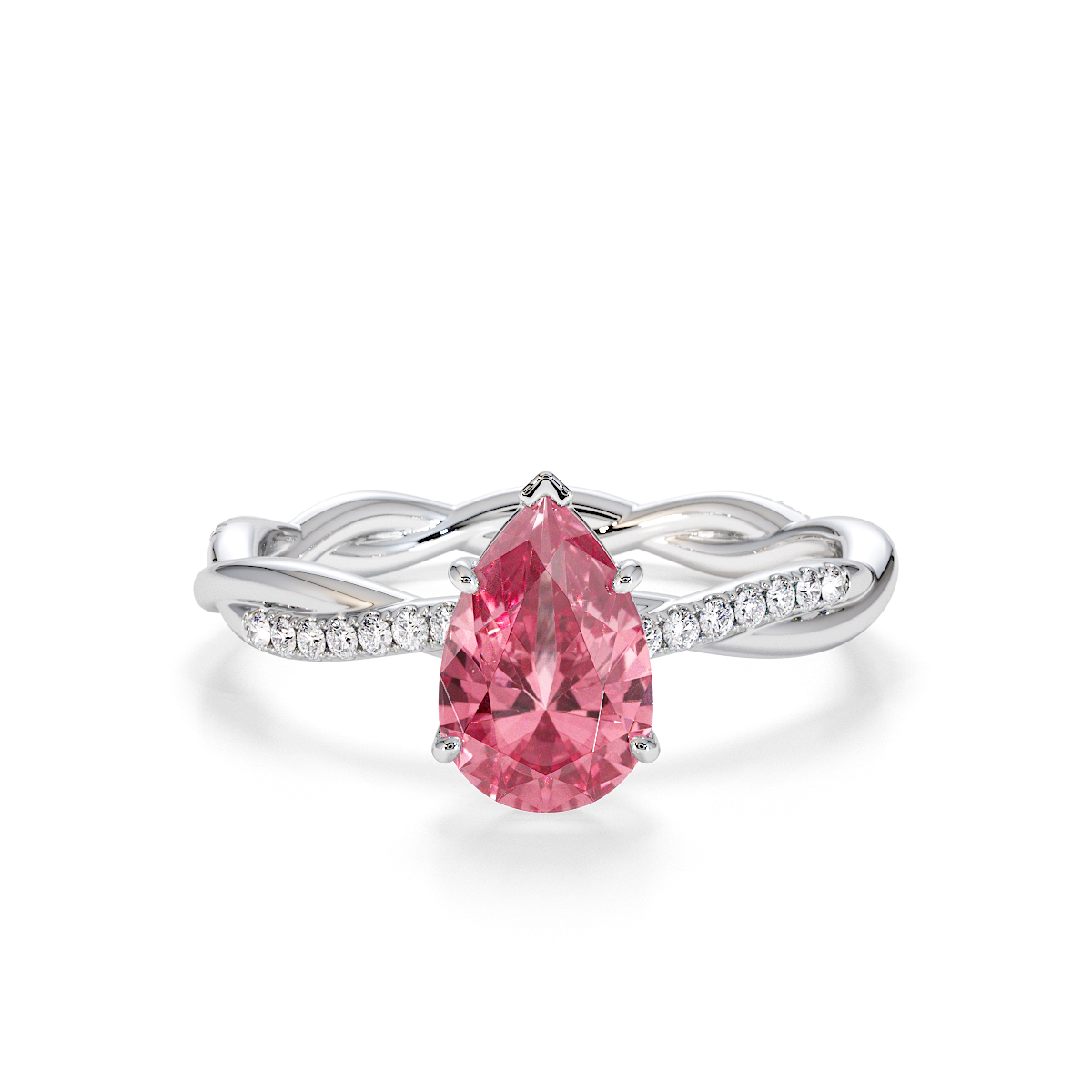 Gold / Platinum Pink Tourmaline and Diamond Engagement Ring RZ3390