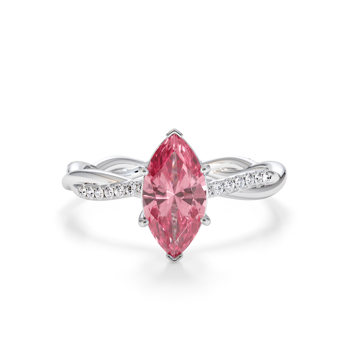 Gold / Platinum Pink Tourmaline and Diamond Engagement Ring RZ3391
