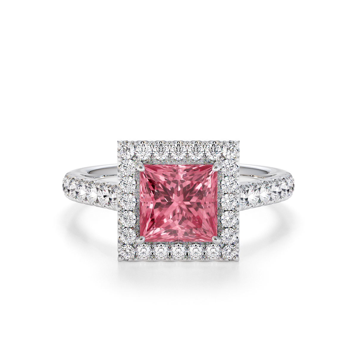 Gold / Platinum Pink Tourmaline and Diamond Engagement Ring RZ3395