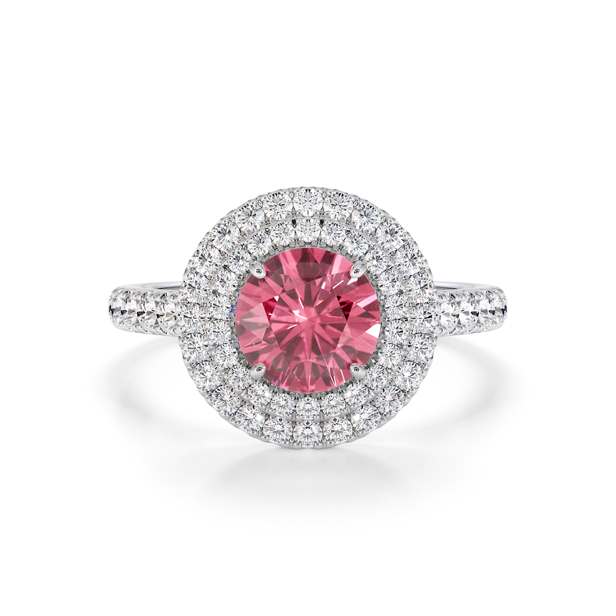 Gold / Platinum Pink Tourmaline and Diamond Engagement Ring RZ3401
