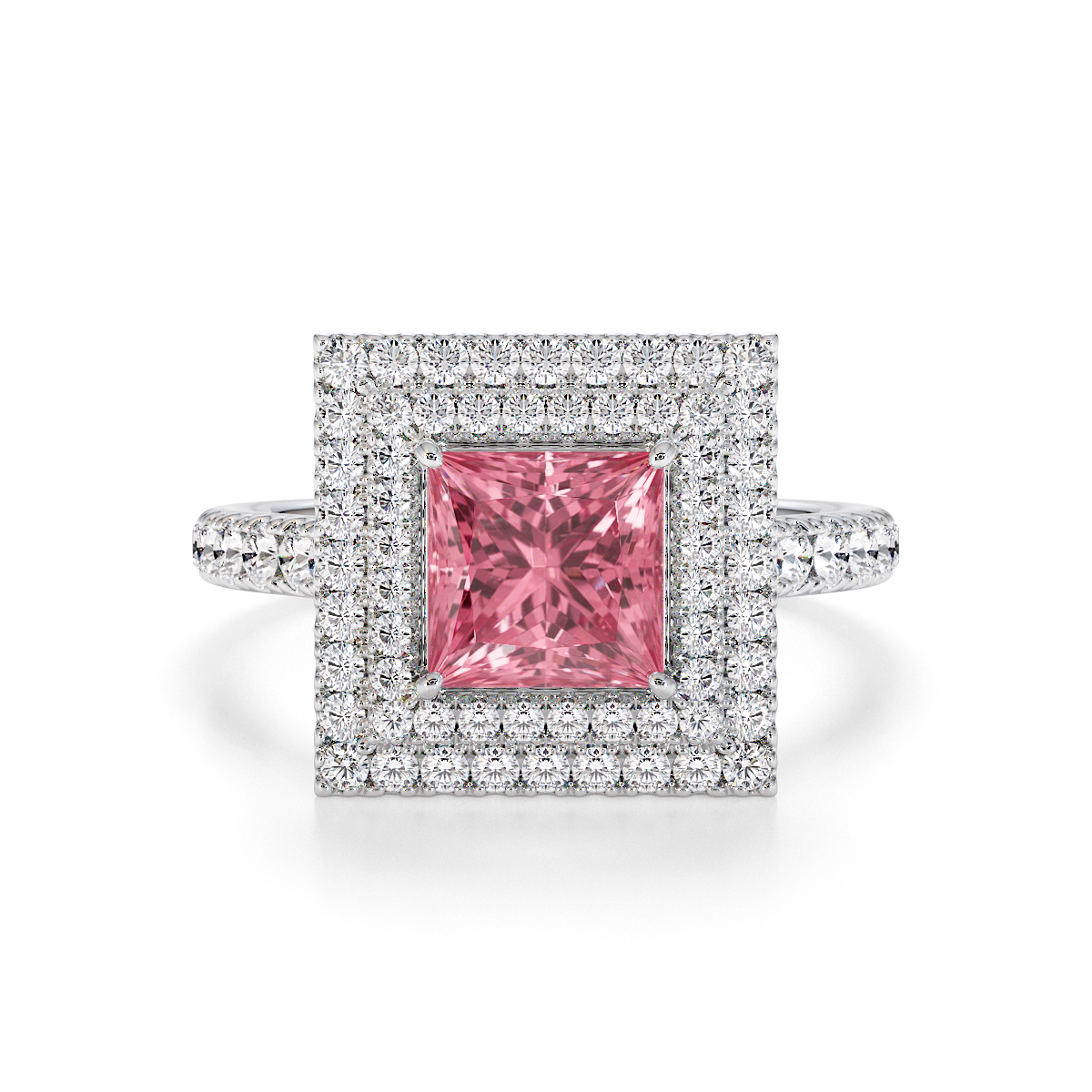 Gold / Platinum Pink Tourmaline and Diamond Engagement Ring RZ3403