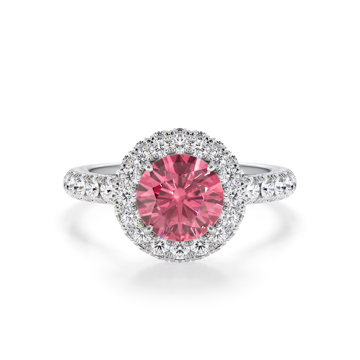 Gold / Platinum Pink Tourmaline and Diamond Engagement Ring RZ3409