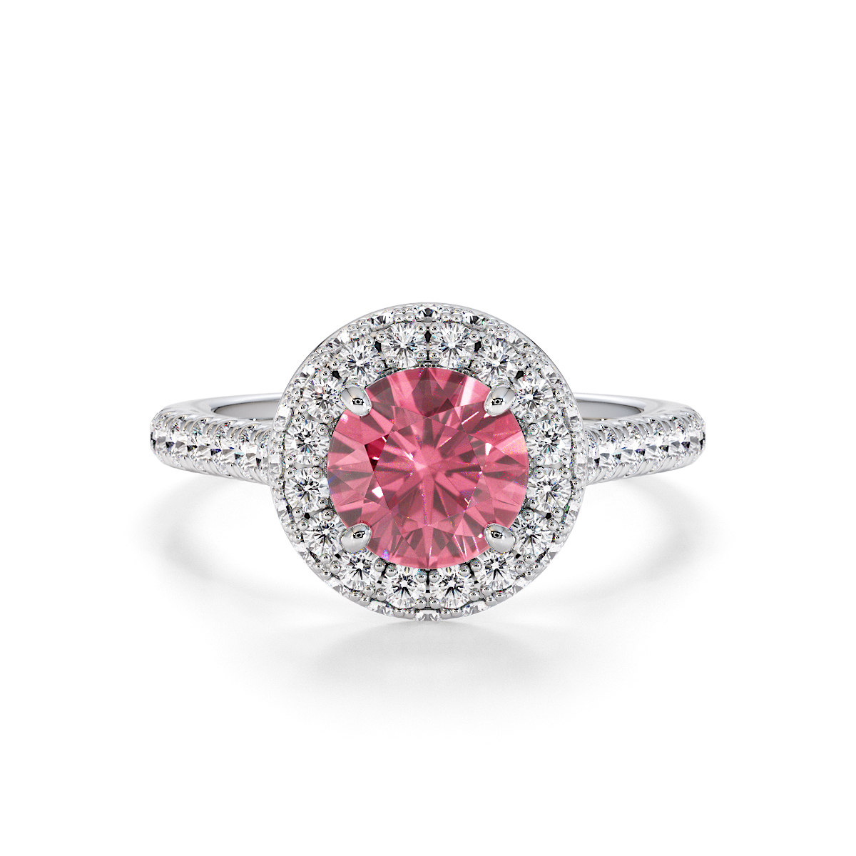 Gold / Platinum Pink Tourmaline and Diamond Engagement Ring RZ3420