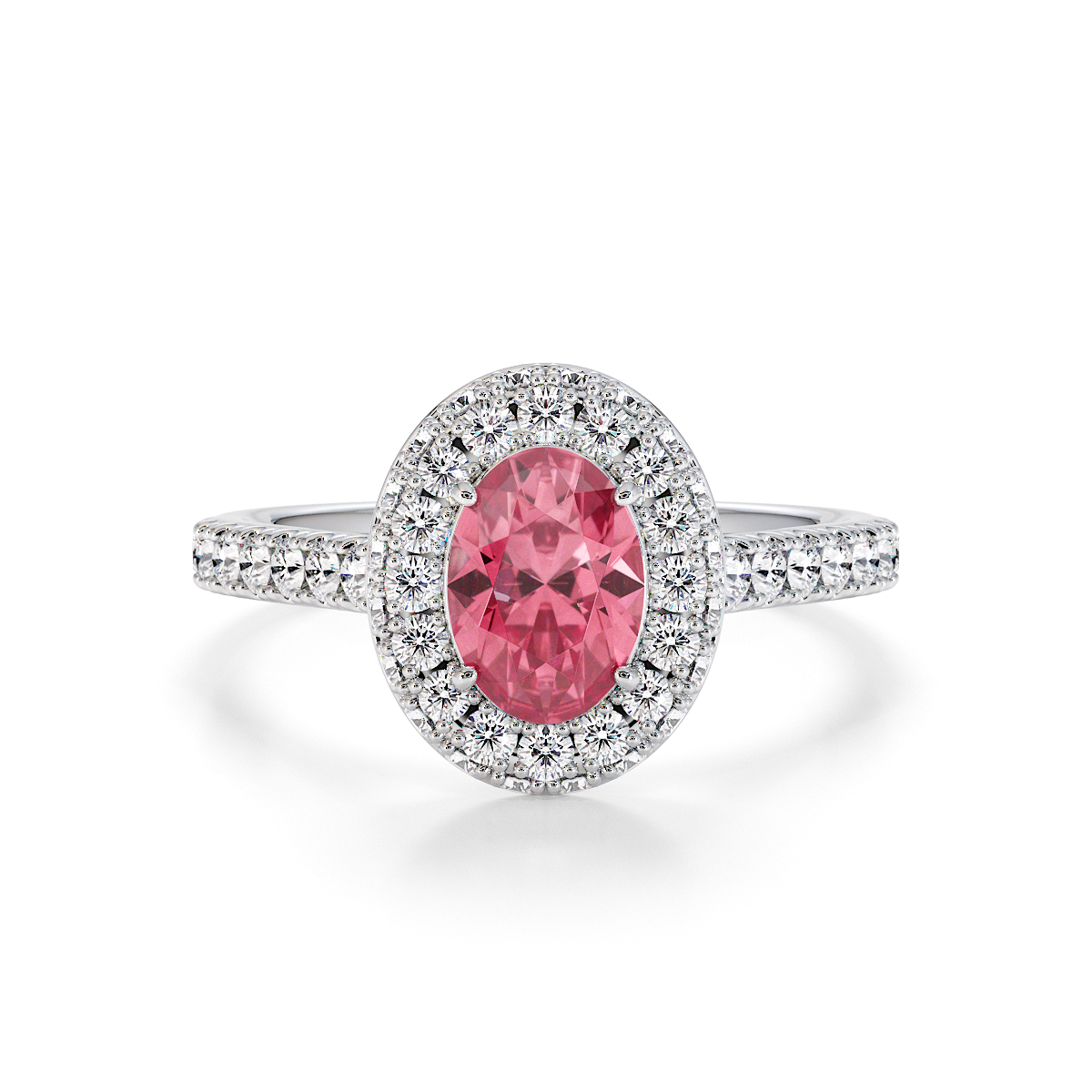 Gold / Platinum Pink Tourmaline and Diamond Engagement Ring RZ3421