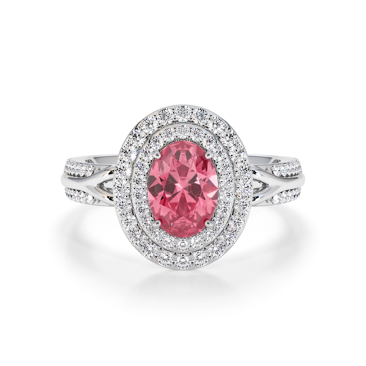 Gold / Platinum Pink Tourmaline and Diamond Engagement Ring RZ3428