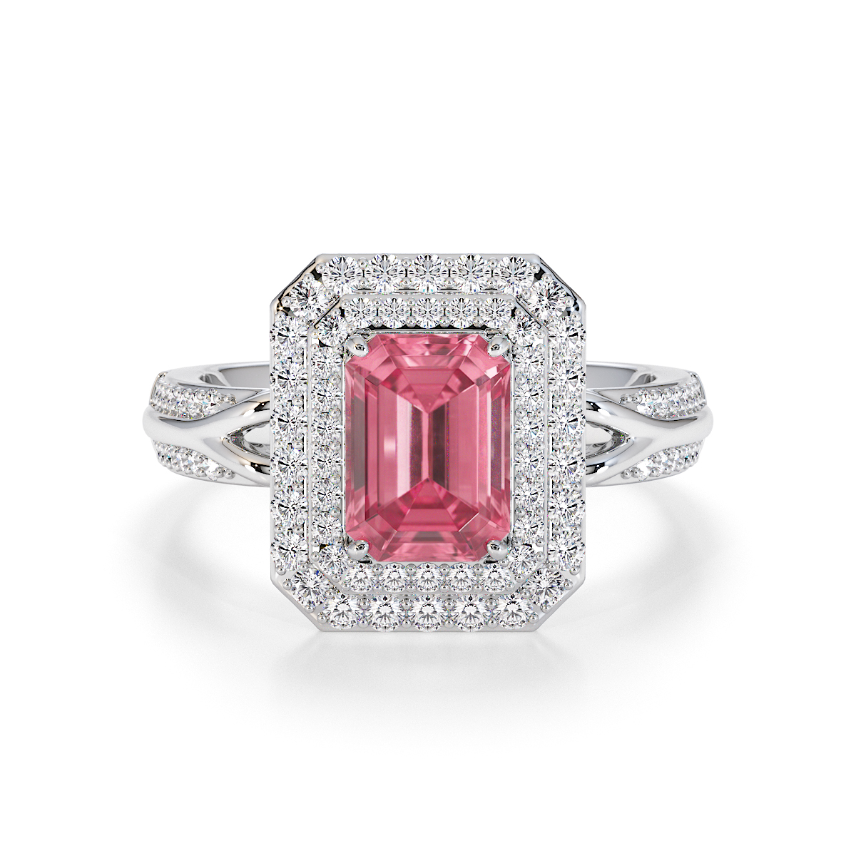 Gold / Platinum Pink Tourmaline and Diamond Engagement Ring RZ3429