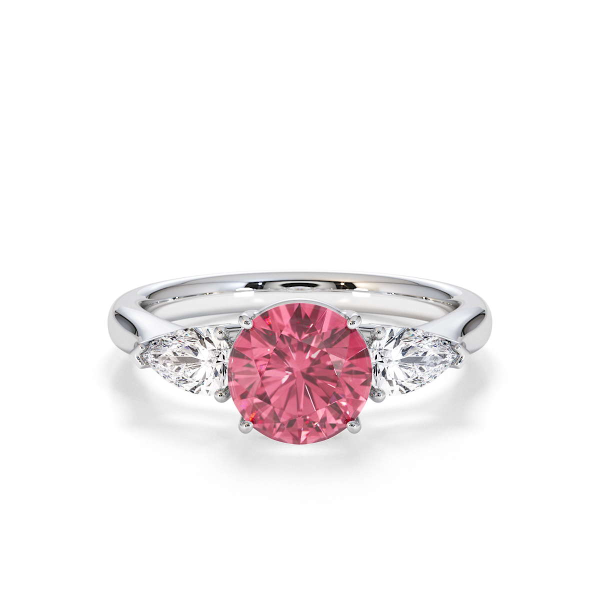 Gold / Platinum Pink Tourmaline and Diamond Engagement Ring RZ3432