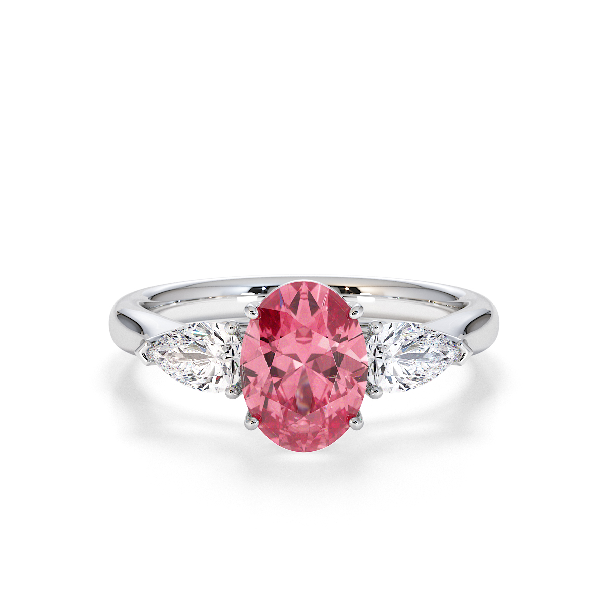 Gold / Platinum Pink Tourmaline and Diamond Engagement Ring RZ3435