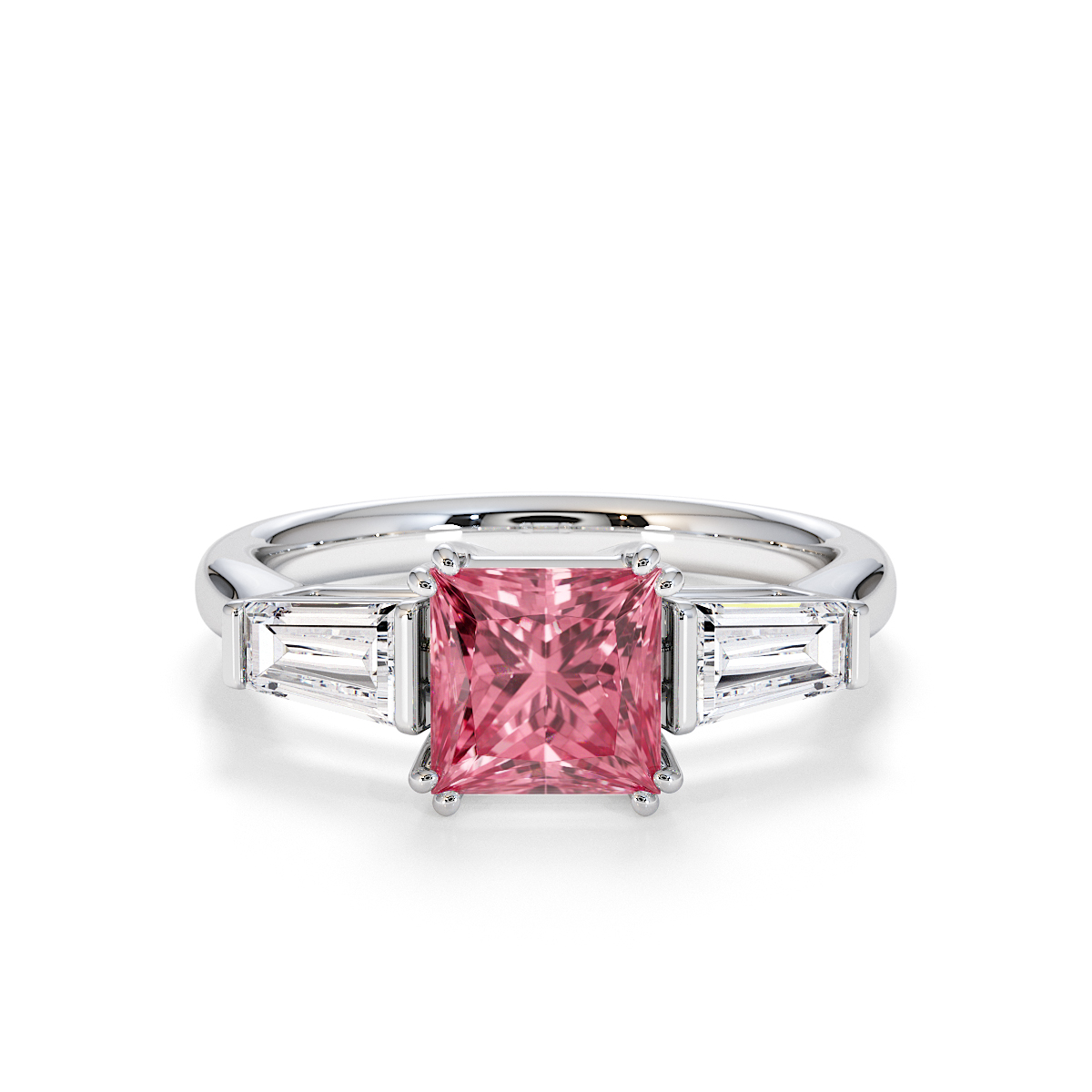 Gold / Platinum Pink Tourmaline and Diamond Engagement Ring RZ3440
