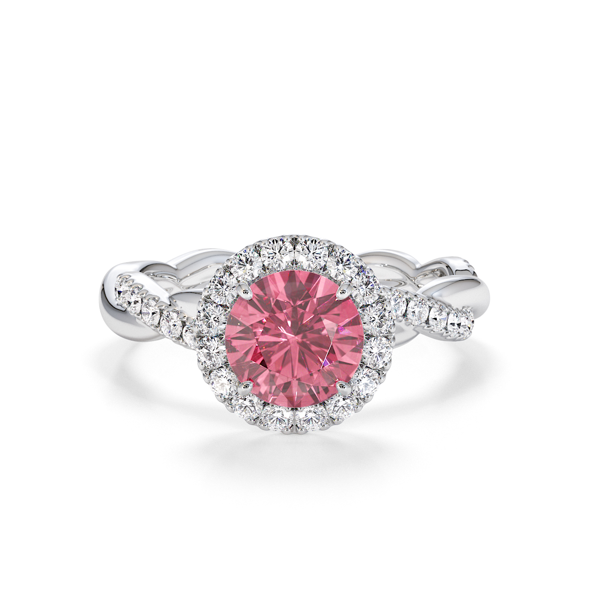 Gold / Platinum Pink Tourmaline and Diamond Engagement Ring RZ3453